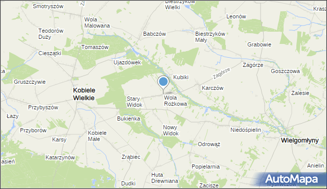 mapa Wola Rożkowa, Wola Rożkowa na mapie Targeo